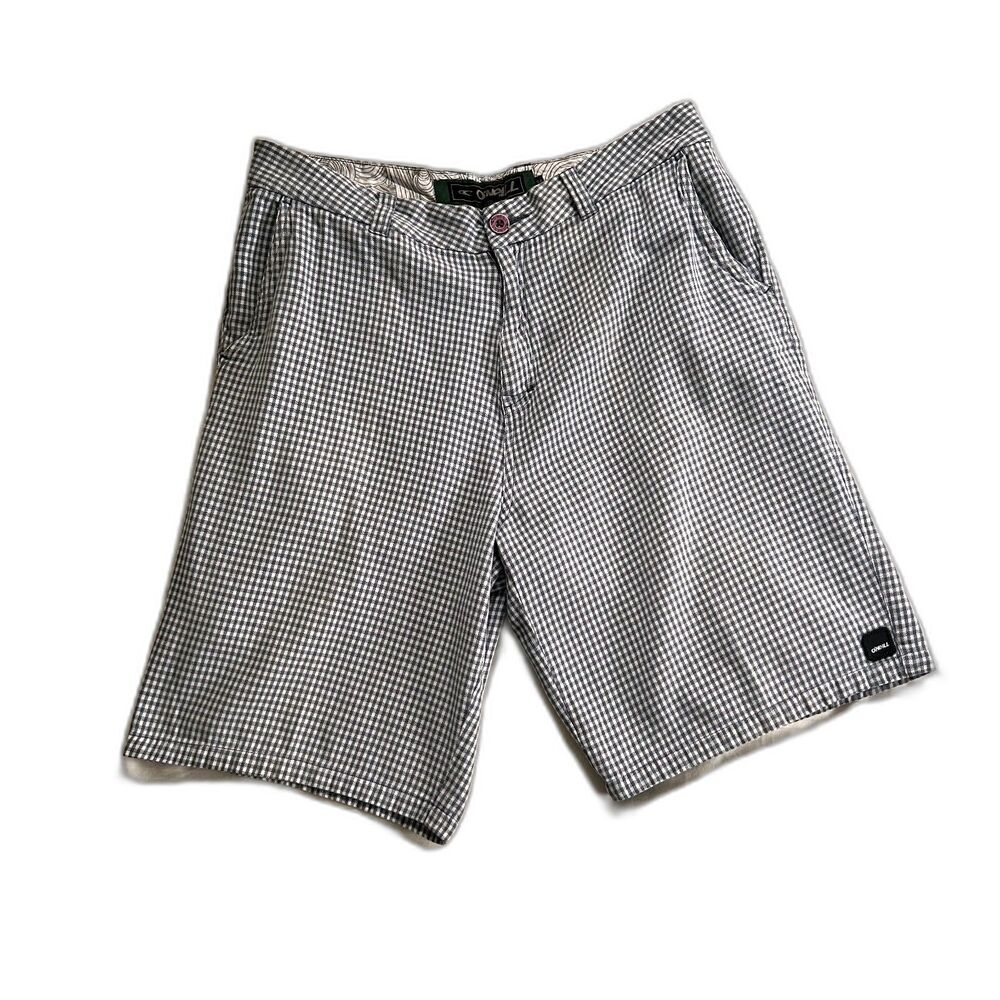 O’Neill Men’s Shorts Size 34 Blue White Gingham Plaid Cotton Casual Skate Surf
